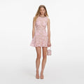 Pink Lace Crystal Mini Dress