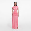 Pink Jersey Gathered Maxi Skirt