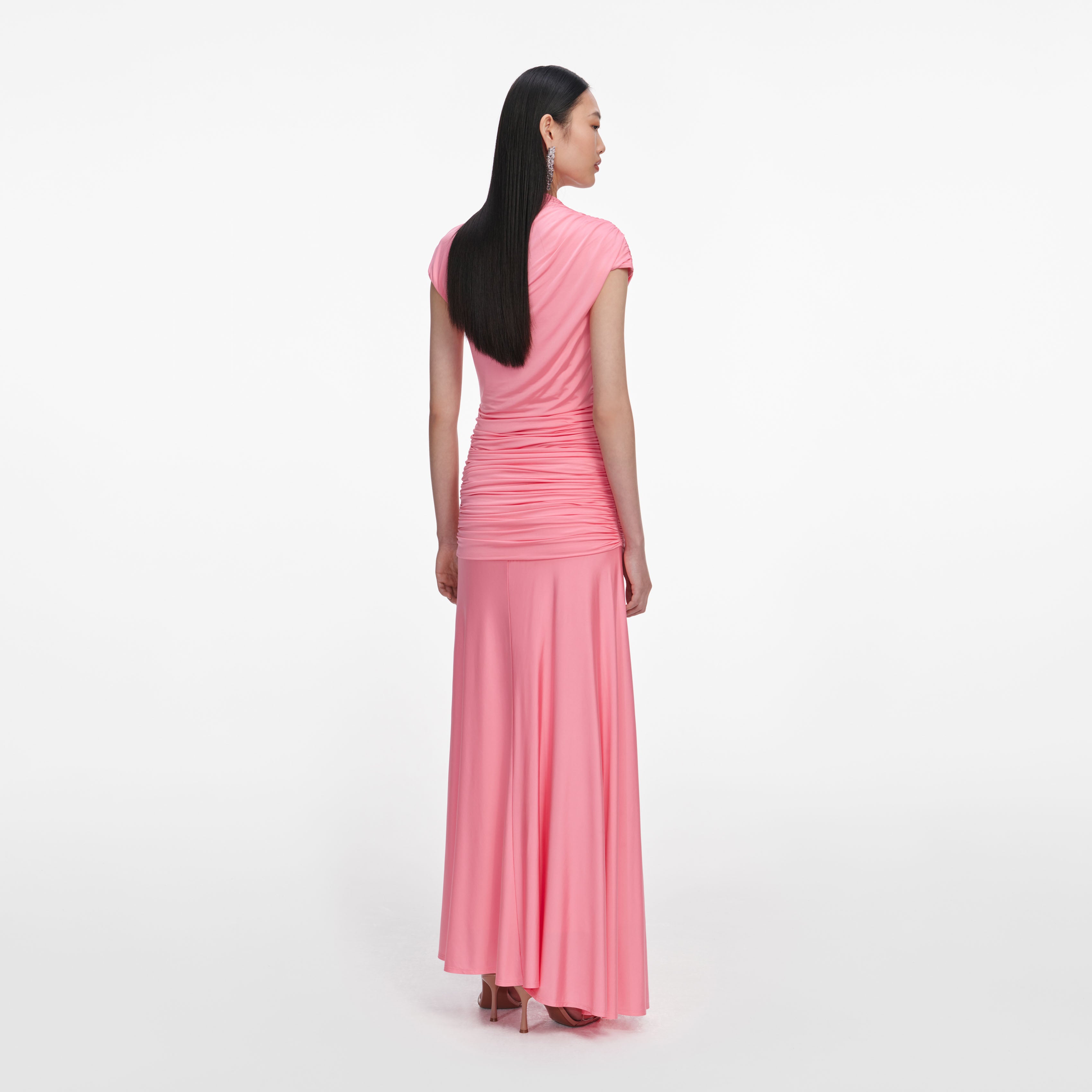 Pink Jersey Gathered Maxi Skirt