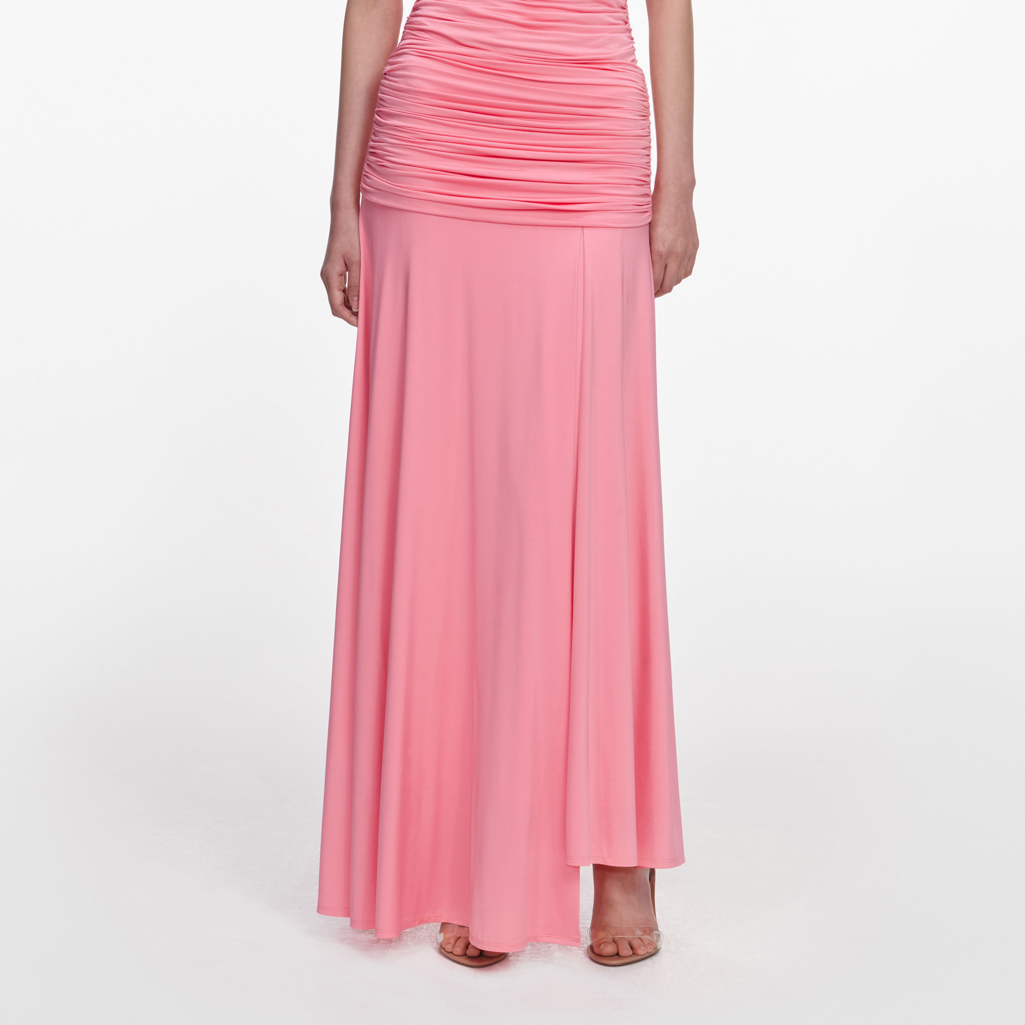 Pink Jersey Gathered Maxi Skirt