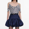 Navy Stripe Georgette Top
