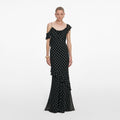 Black Polka Dot Georgette Maxi Dress