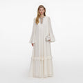 Cream And Gold Chiffon Maxi Dress