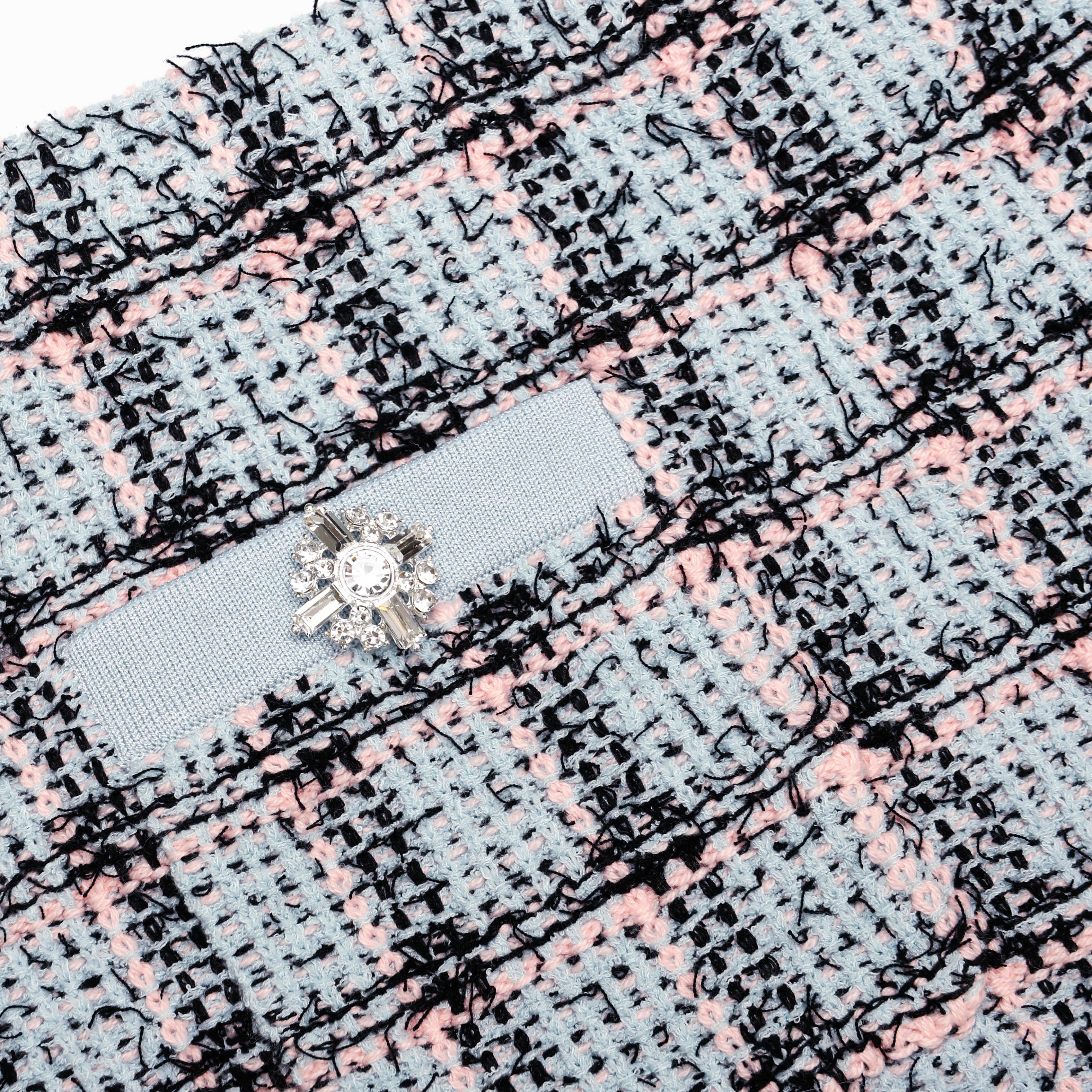 Blue Check Knit Mini Skirt