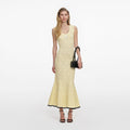 Yellow Pointelle Knit Midi Dress