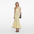 Yellow Pointelle Knit Midi Dress