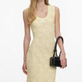Yellow Pointelle Knit Midi Dress