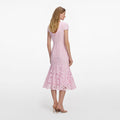 Pink Lace Scoop Back Midi Dress