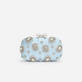 Blue Satin Multi Crystal Clutch Bag