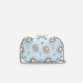 Blue Satin Multi Crystal Clutch Bag