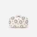 Cream Satin Multi Crystal Clutch Bag