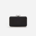Black Satin Crystal Clutch Bag