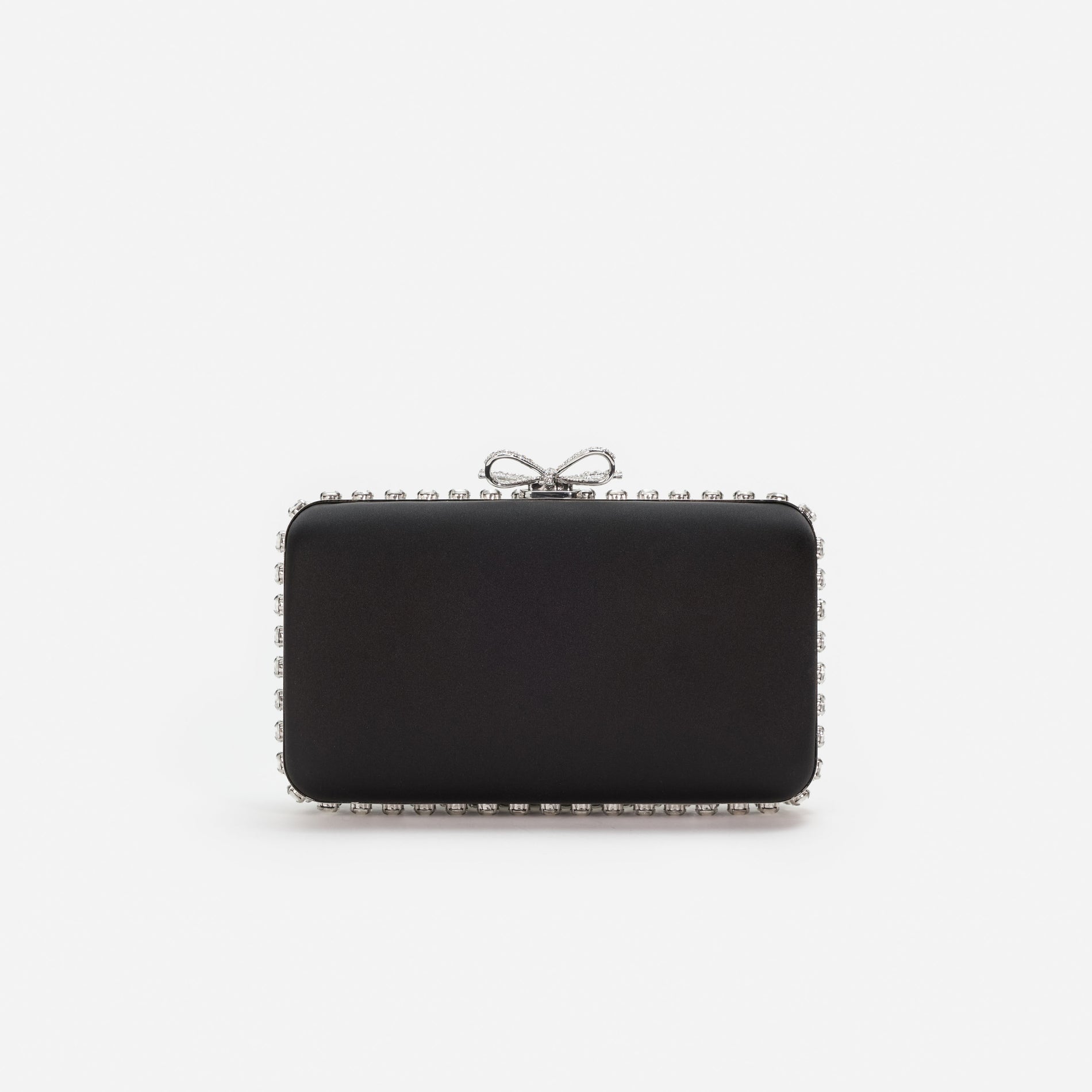Black Satin Crystal Clutch Bag