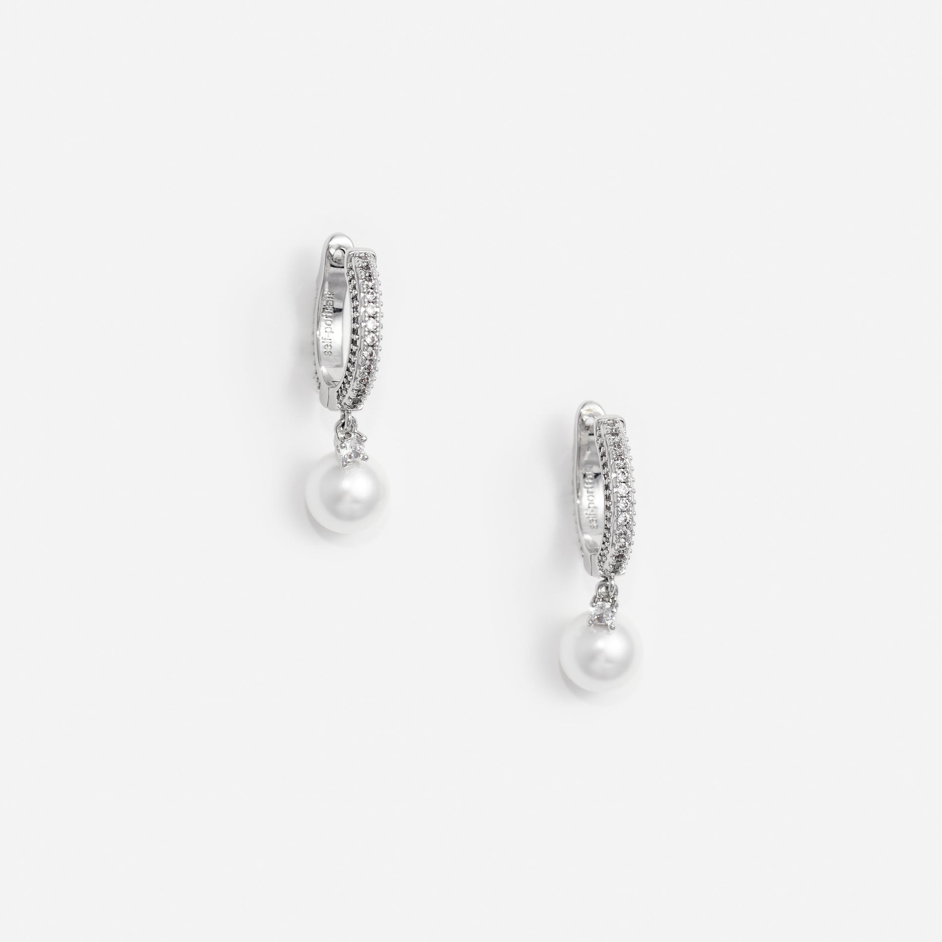 Crystal Pearl Drop Hoop Earrings