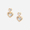Gold Crystal Heart Tiered Earrings