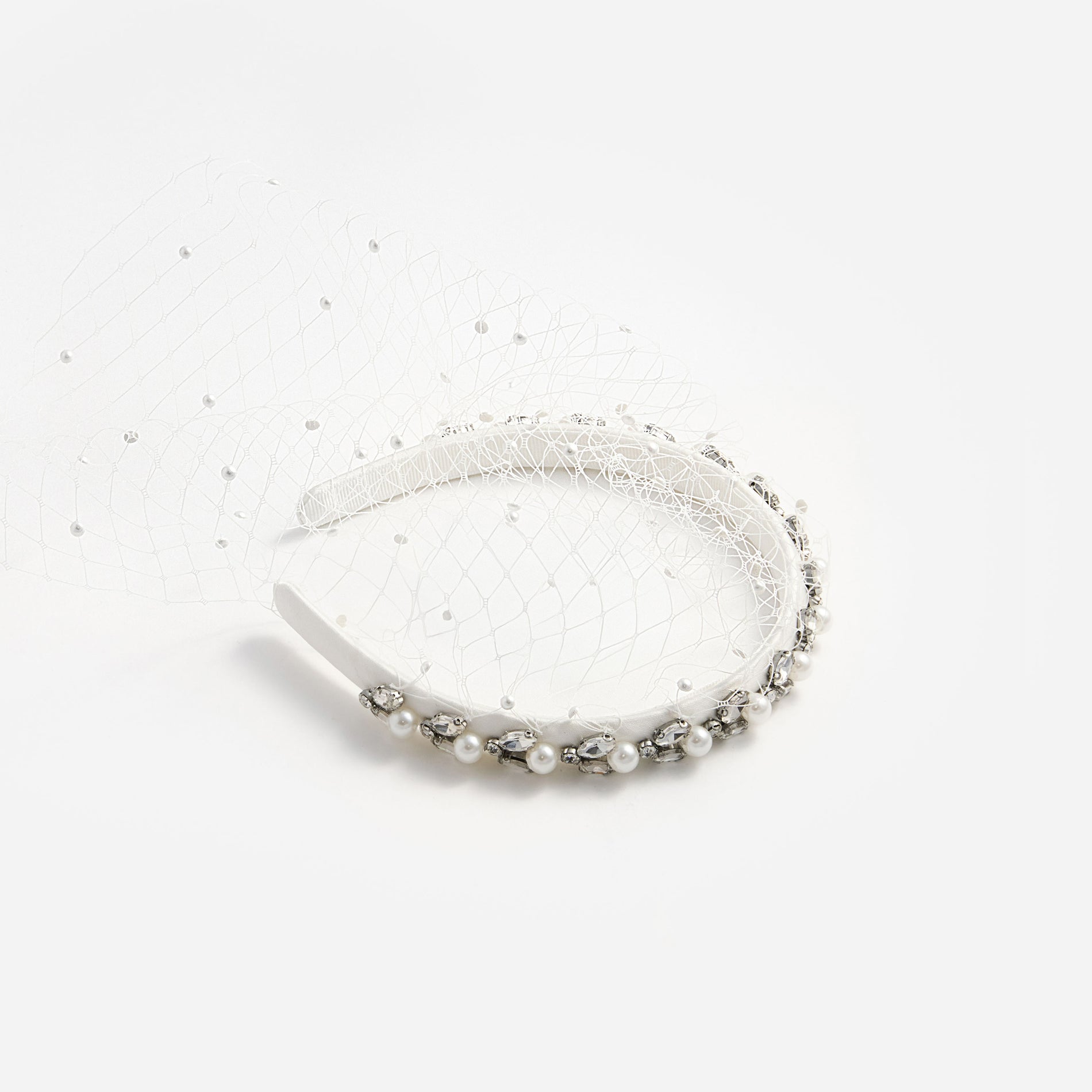 Pearl Embellished Veil Headband