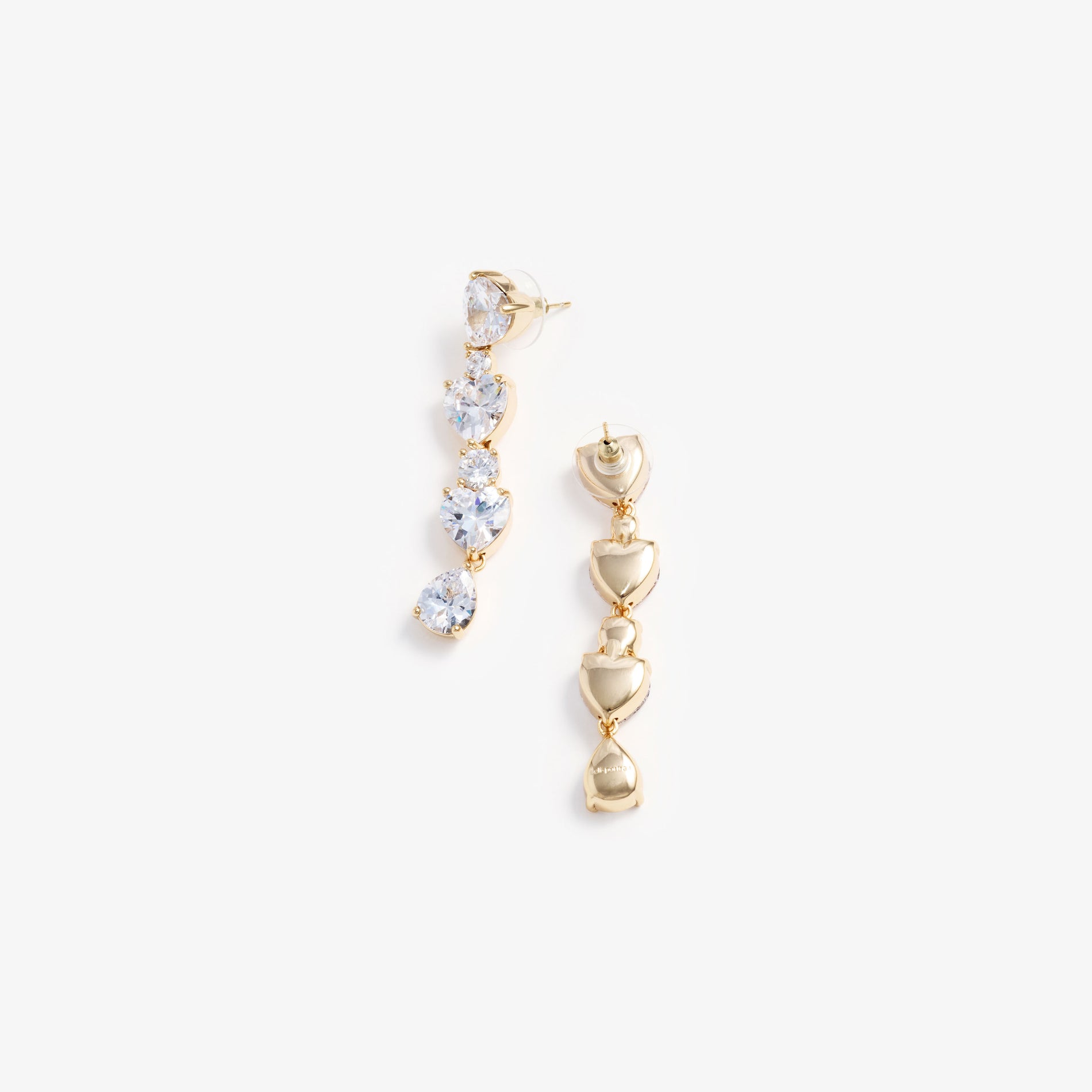 Gold Heart Crystal Tiered Earrings