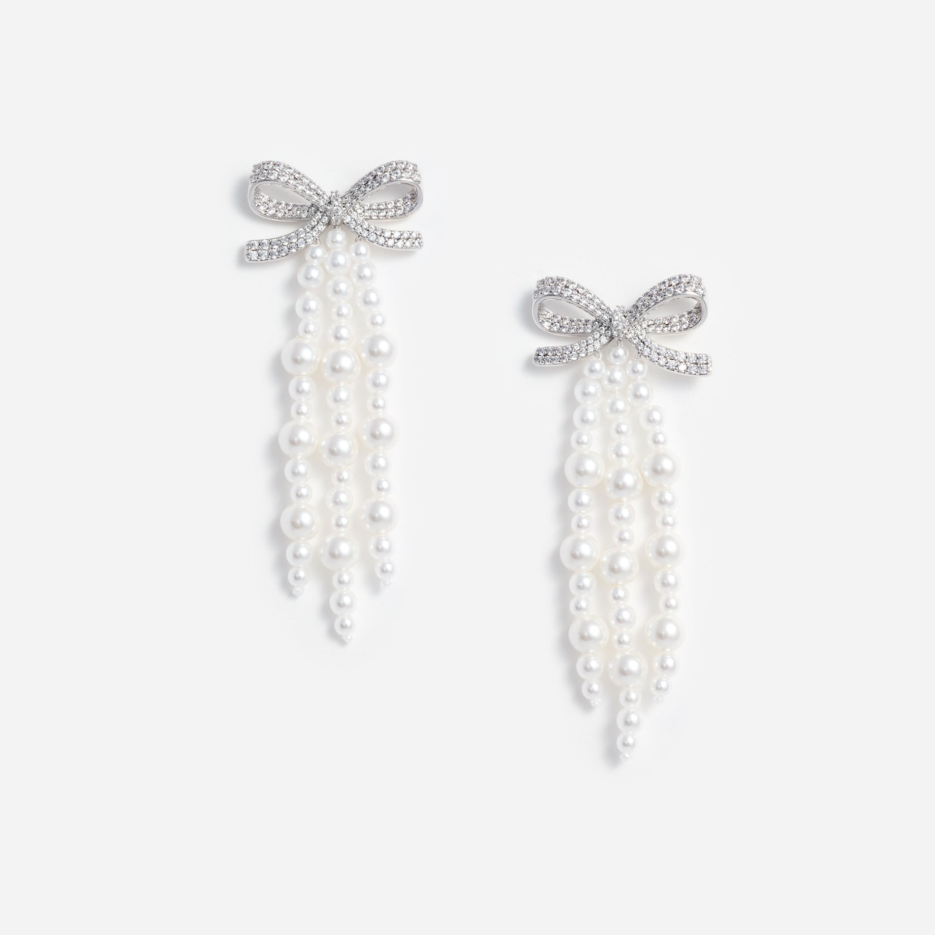 Bow Pearl Waterfall Earrings