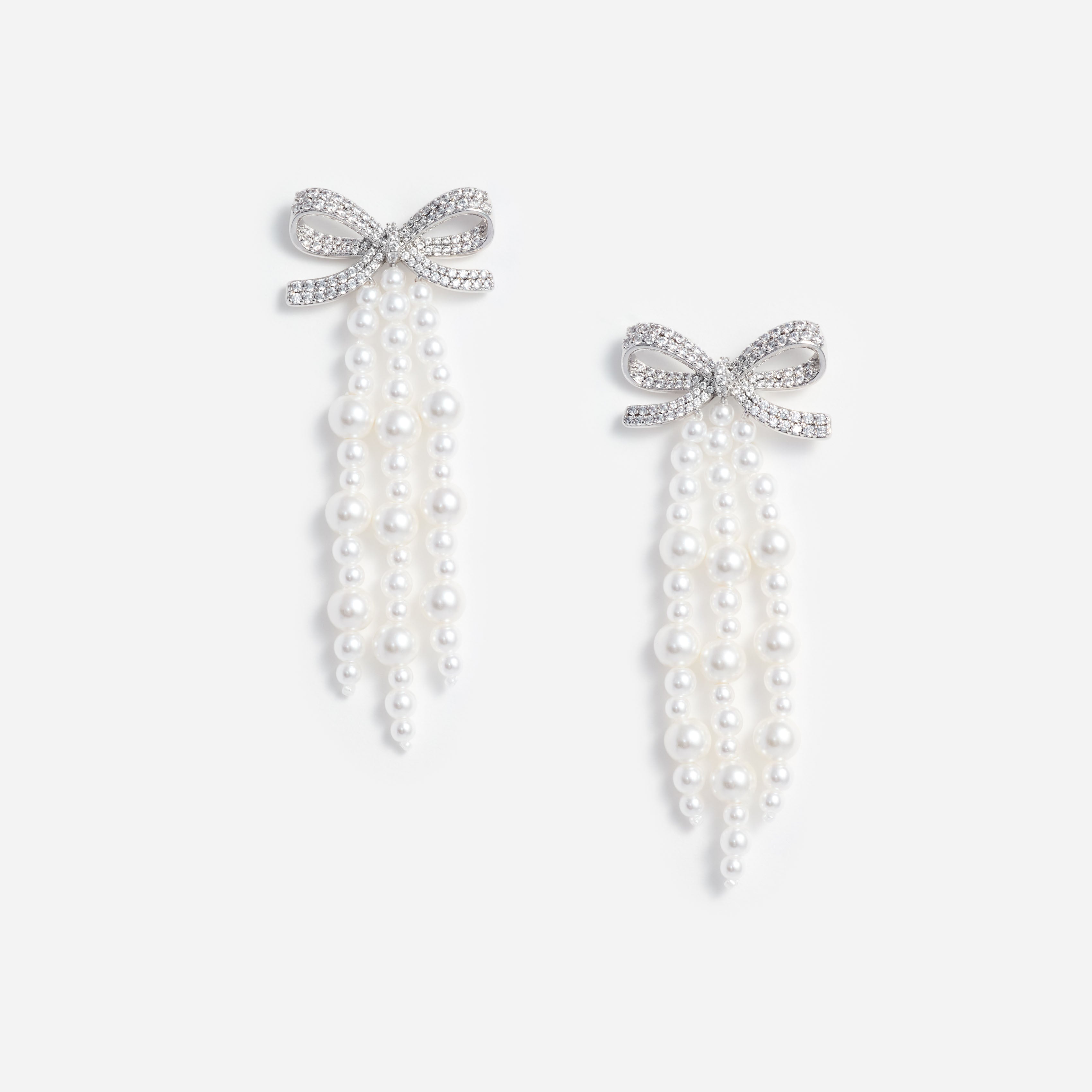 Bow Pearl Waterfall Earrings