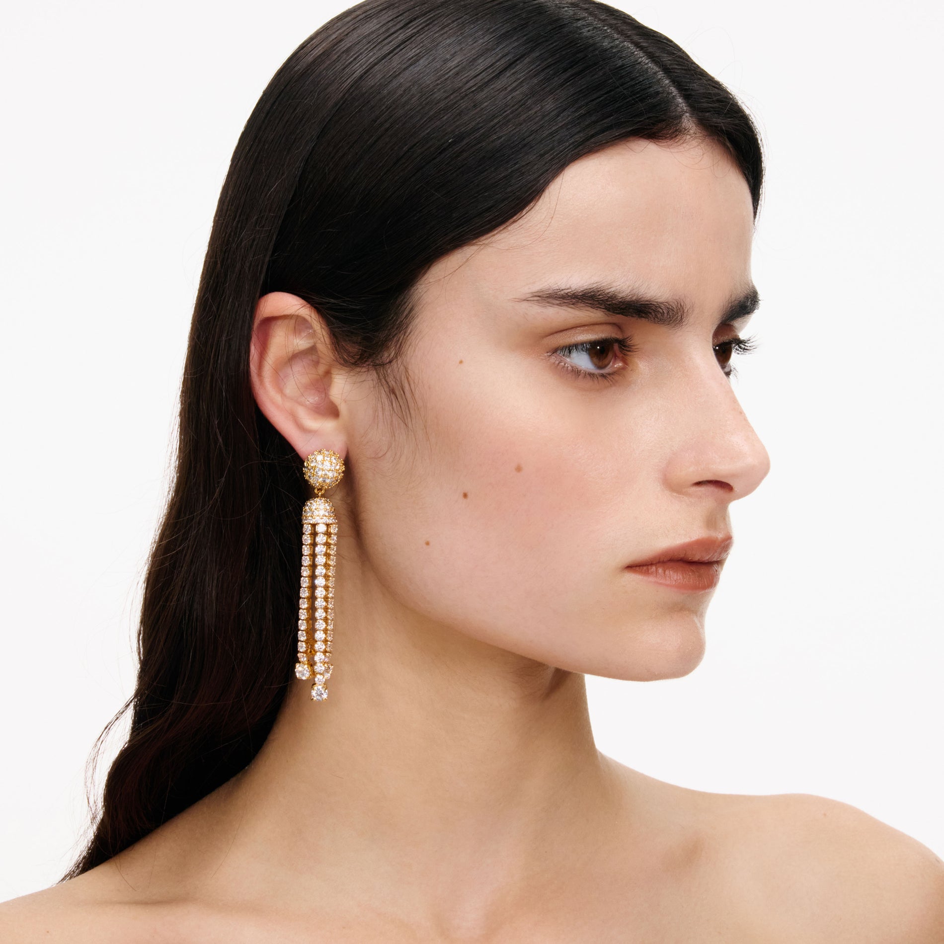 Gold Crystal Cluster Tiered Earrings