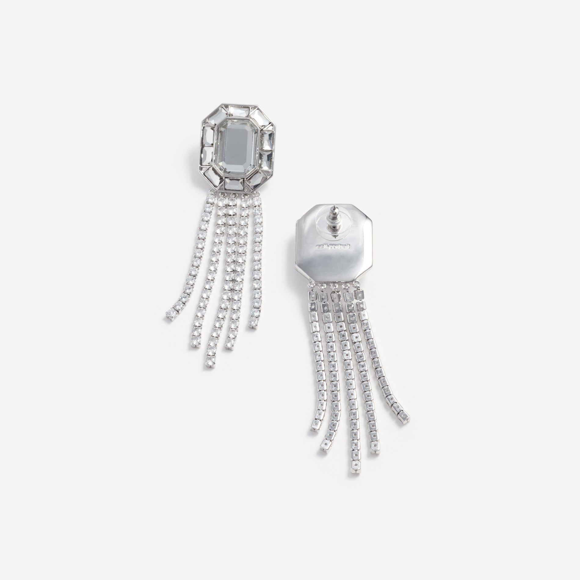 Silver Crystal Droplet Earrings