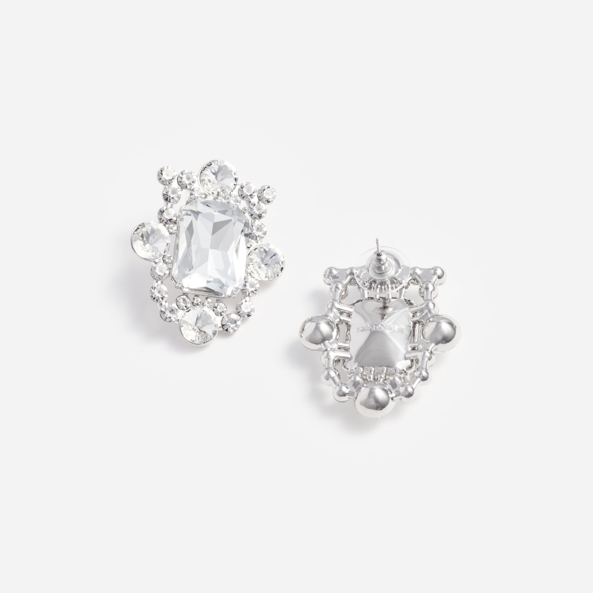 Silver Crystal Cluster Earrings