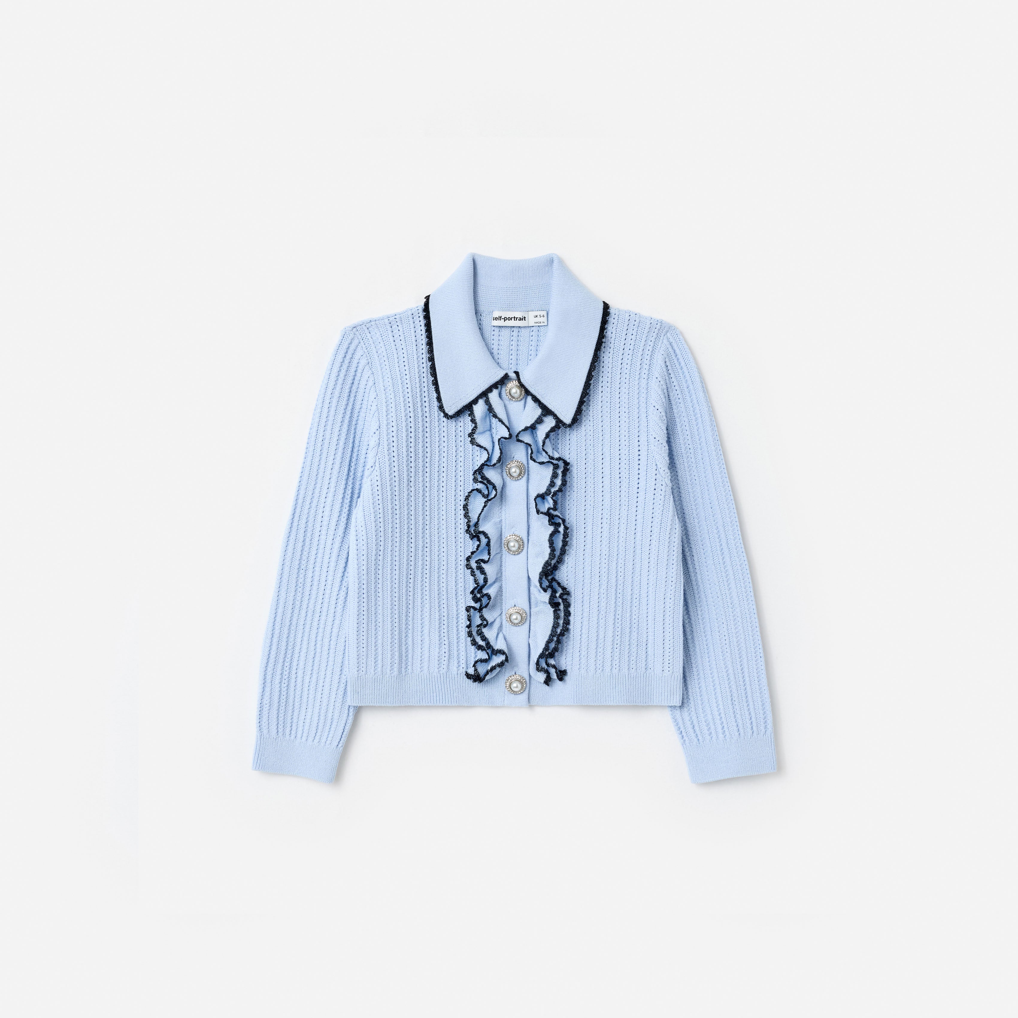 Blue Frill Trim Cardigan