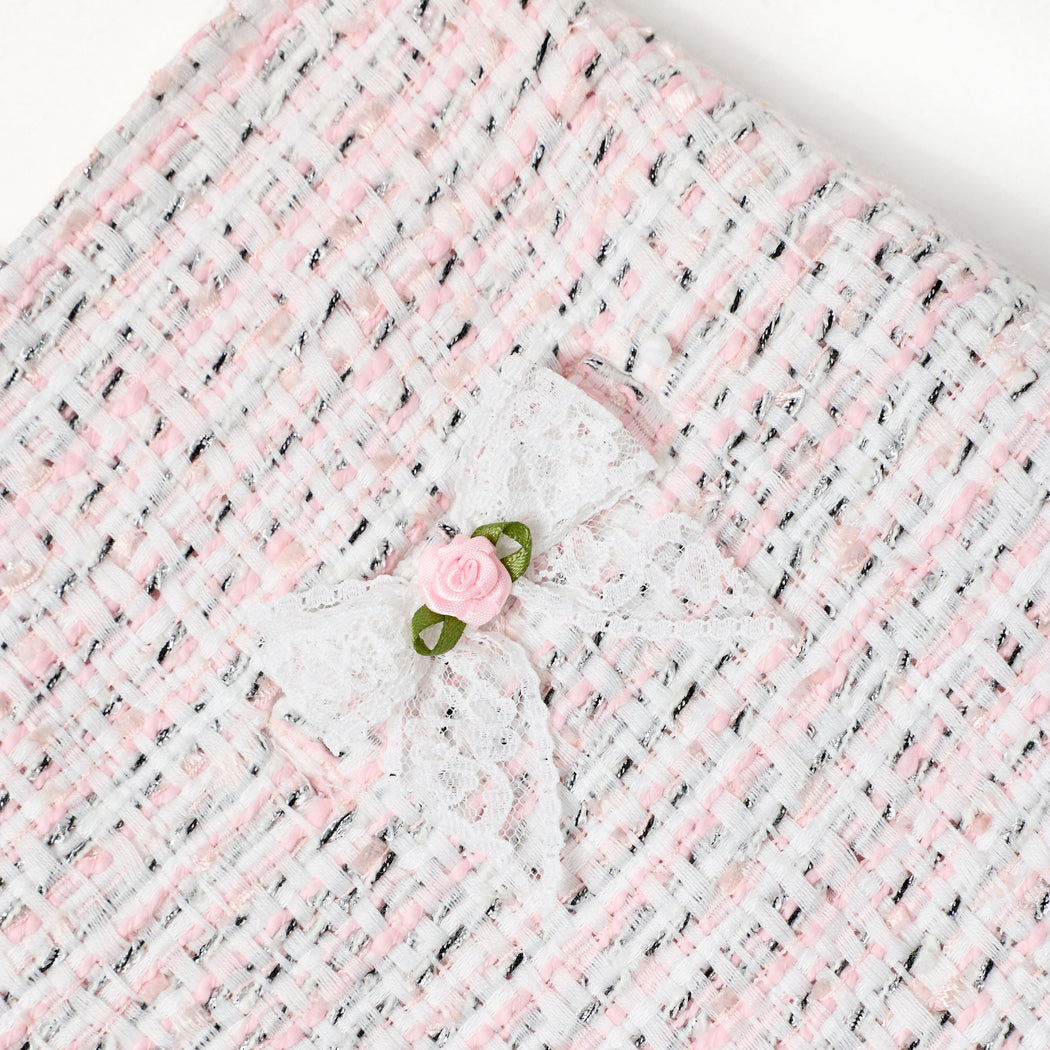 Pink Boucle Lace Bow Skirt