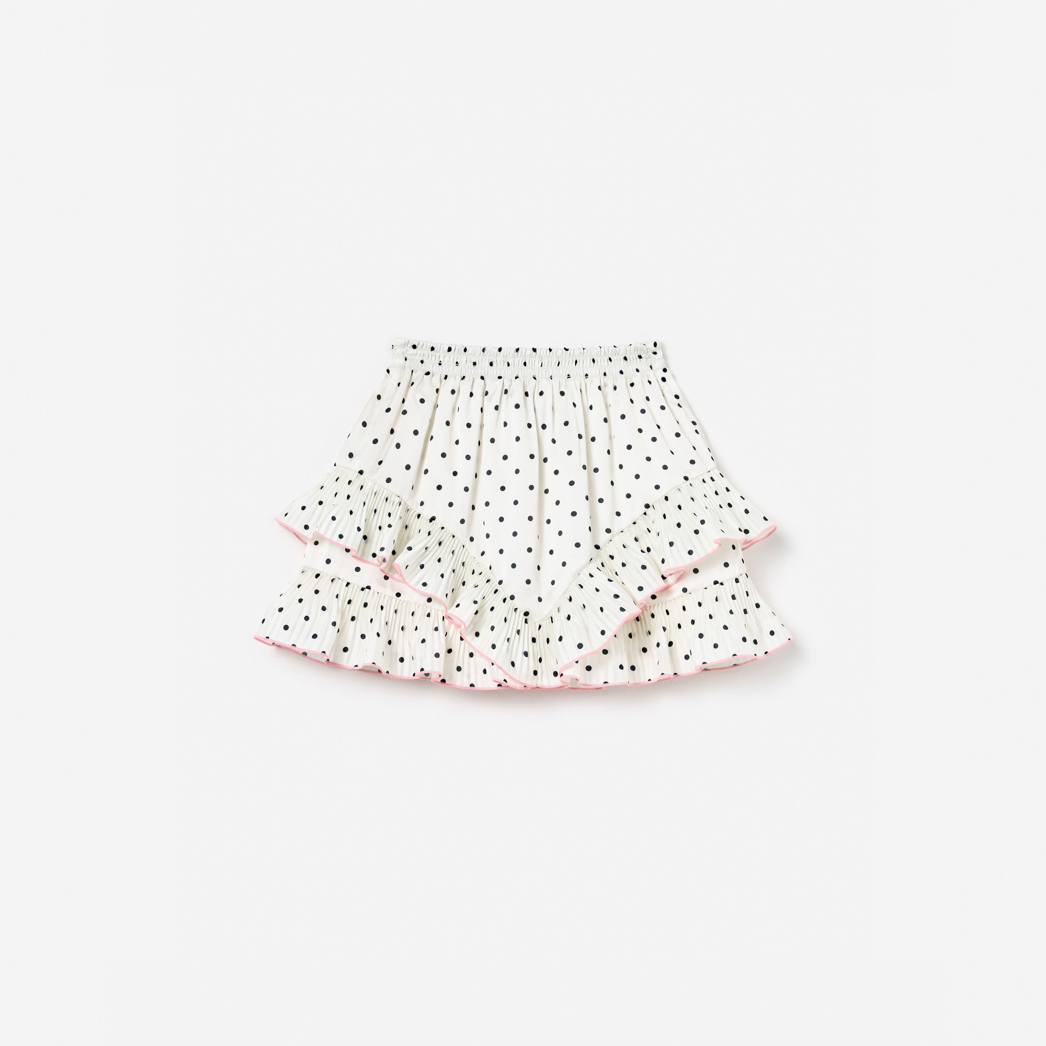 Cream Polka Dot Frill Skirt