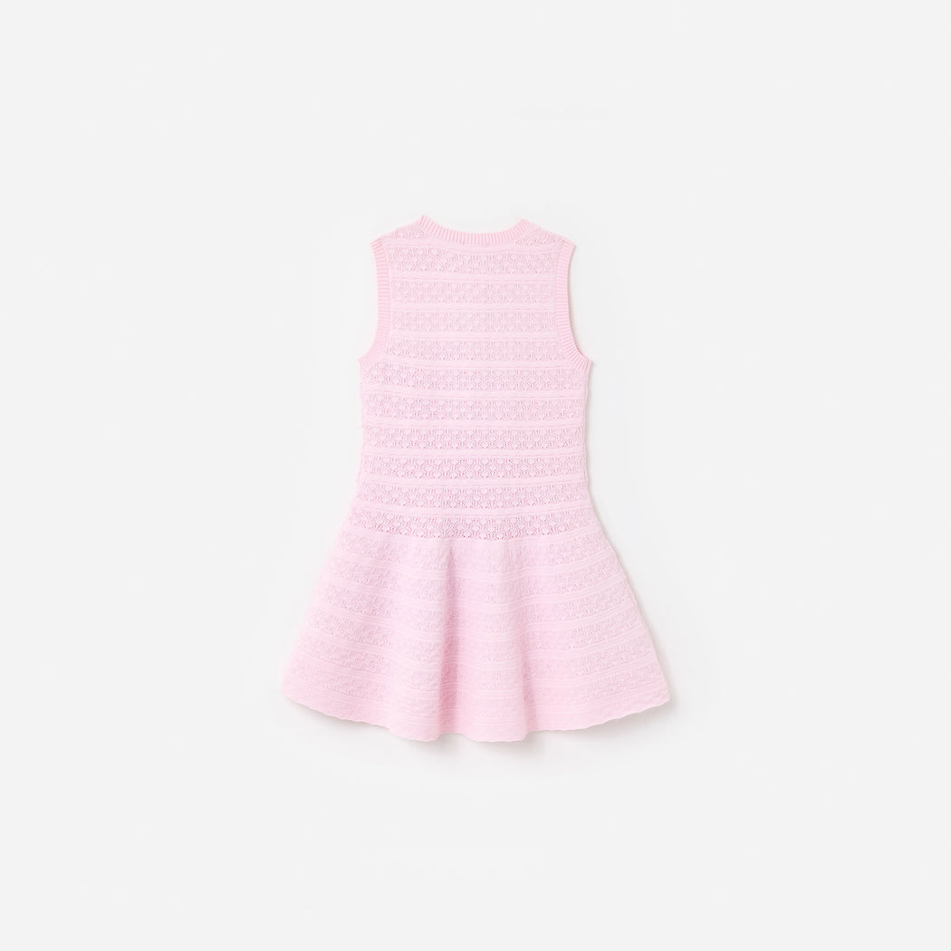 Pink Lace Bow Knit Dress