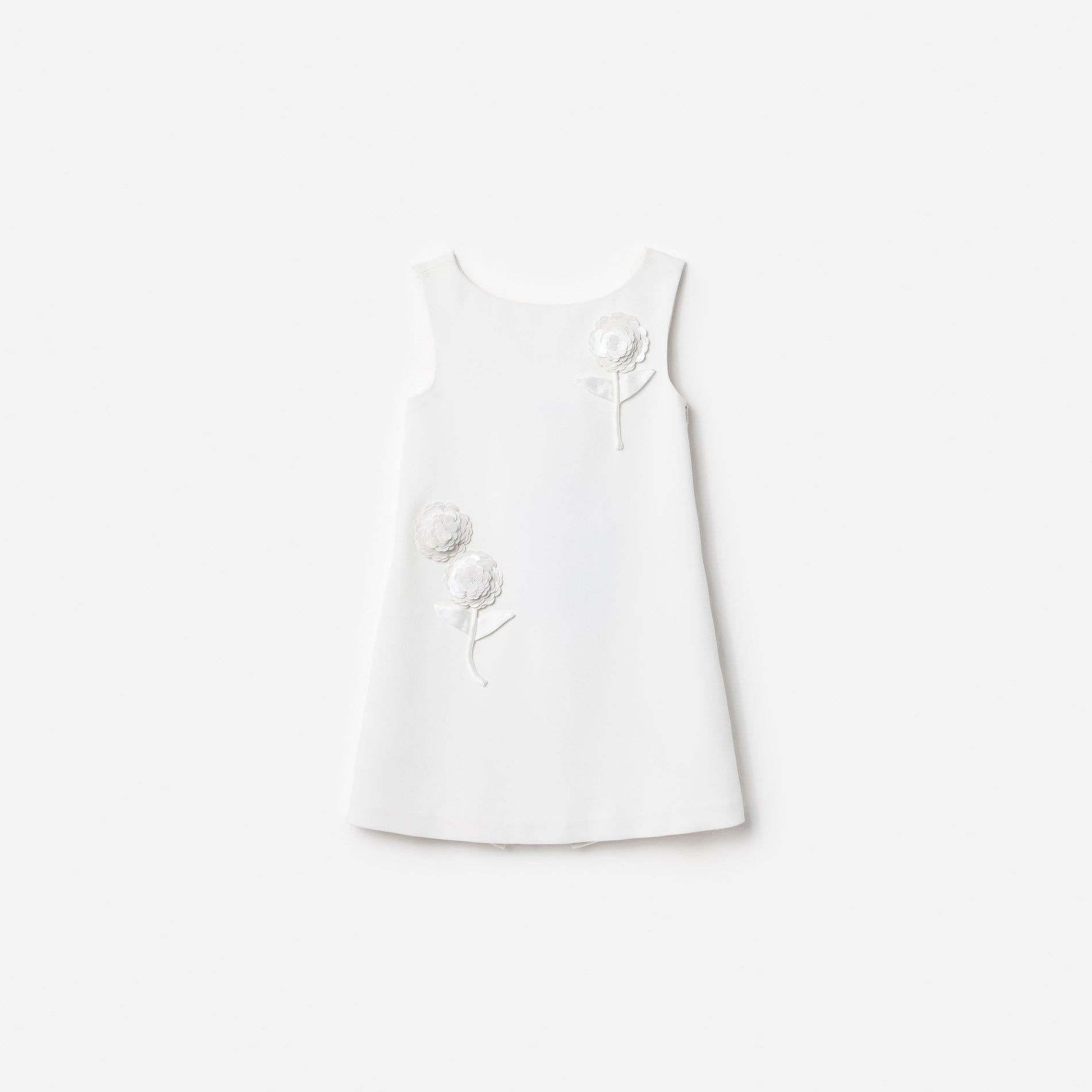 White Crepe Sequin Flower Dress