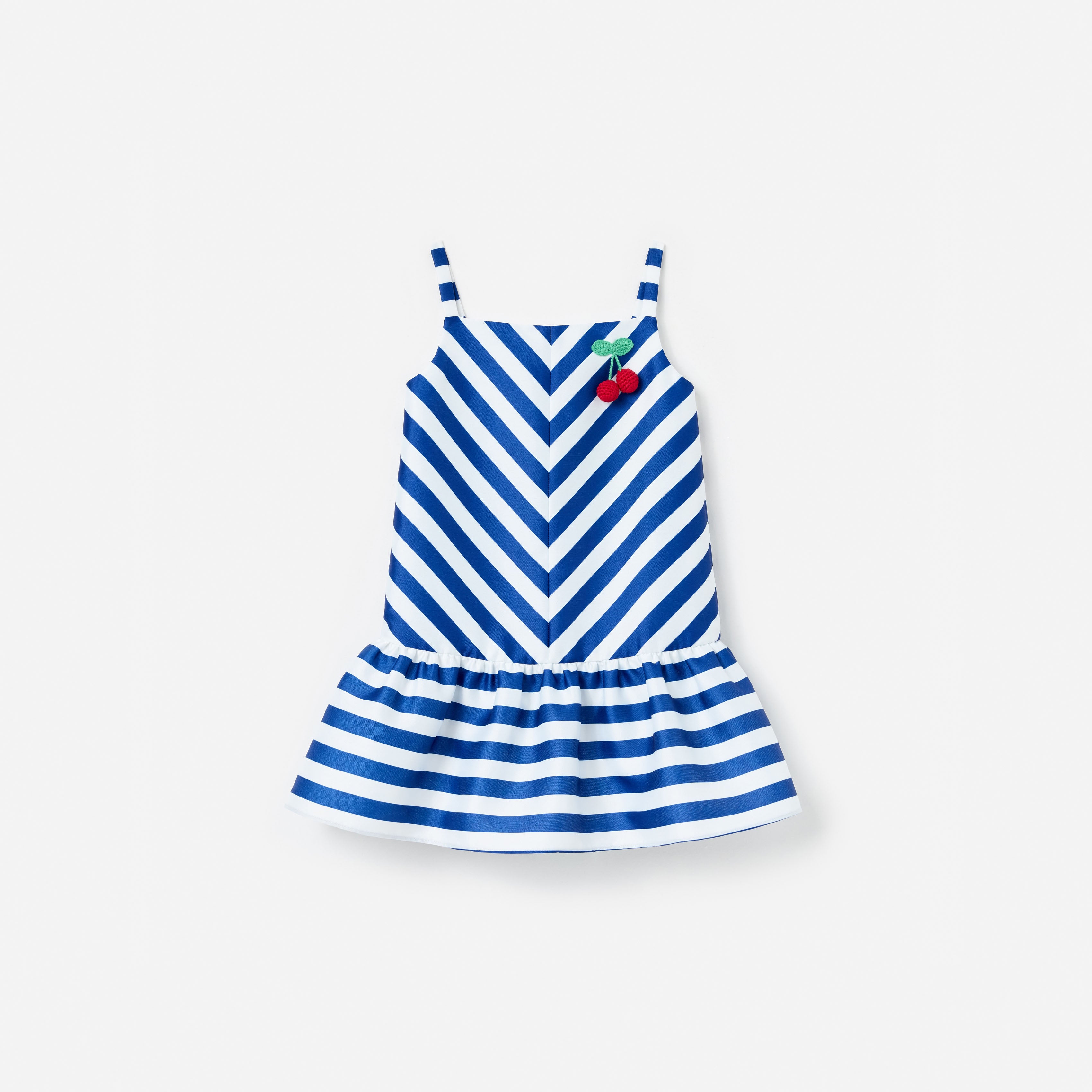 Navy Stripe Cherry Motif Dress