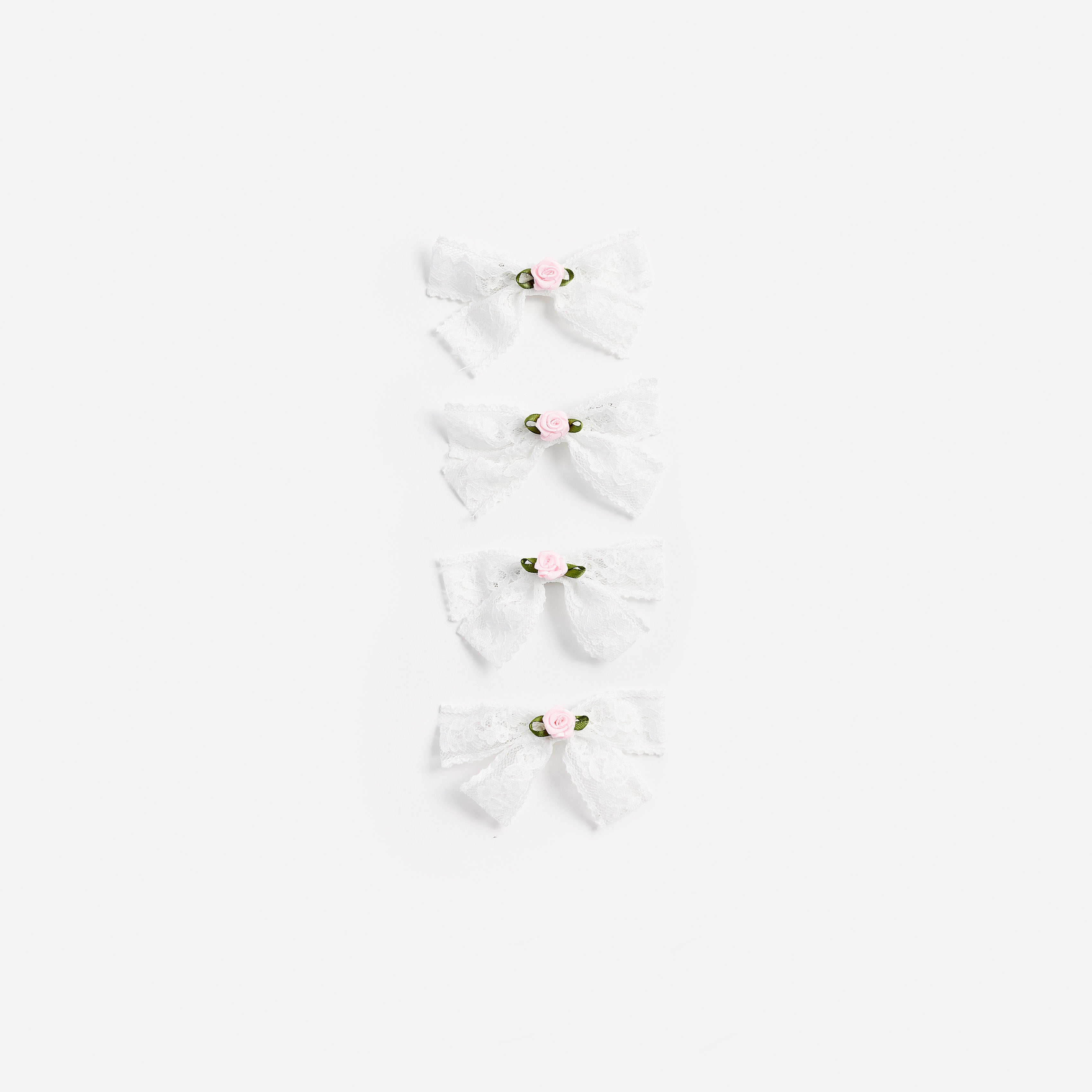 Cream Lace Bow Hair Clips