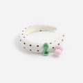 Cream Polka Dot Cherry Motif Headband