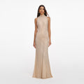 Champagne Rhinestone Racer Back Maxi Dress