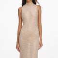 Champagne Rhinestone Racer Back Maxi Dress
