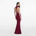 Burgundy Racer Back Viscose Knit Maxi Dress