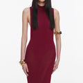 Burgundy Racer Back Viscose Knit Maxi Dress