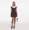 Brown Off Shoulder Collar Mini Dress