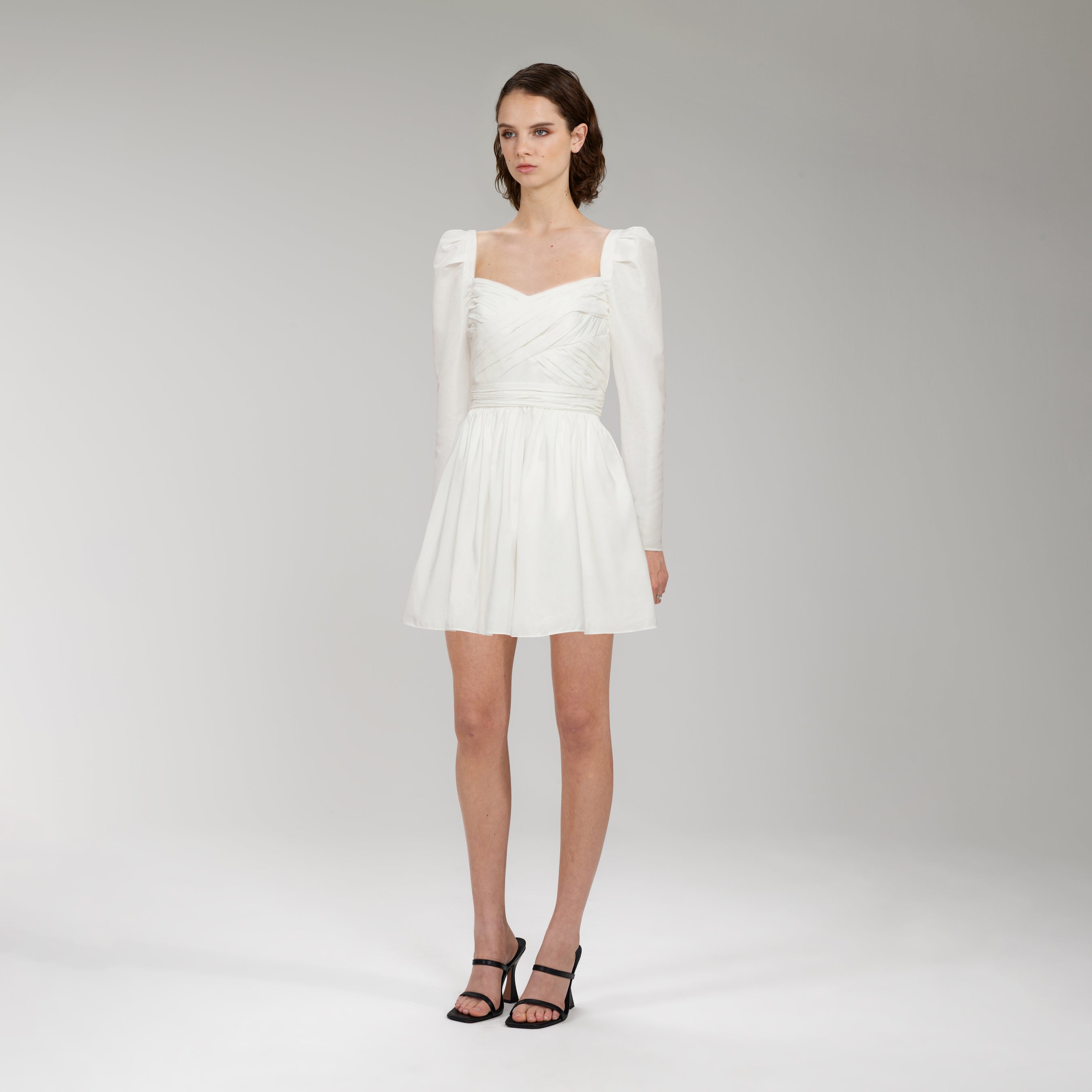 White Taffeta Mini Dress