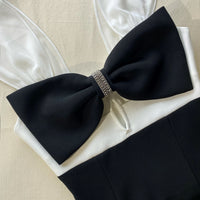 Black And White Crepe Bow Midi Dress