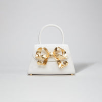 The Bow Mini in White with Gold Hardware