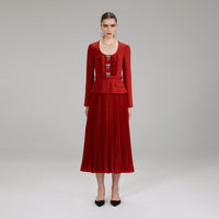 Red Midi Heavy Crepe Dress