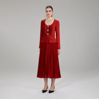 Red Midi Heavy Crepe Dress