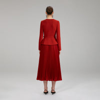 Red Midi Heavy Crepe Dress