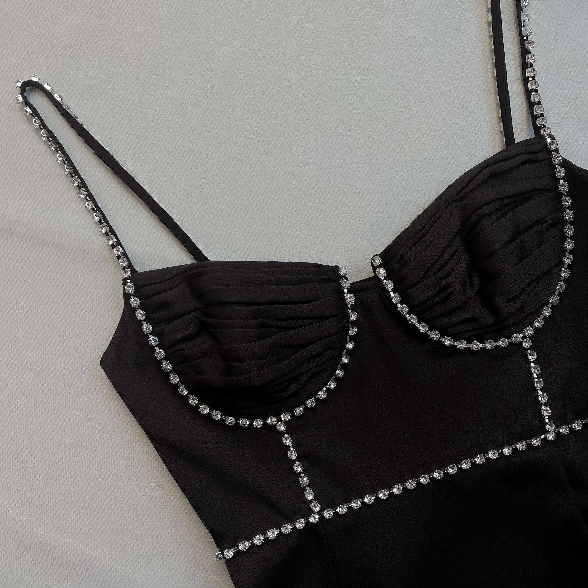 A close up of the fabric for the Bonded Satin Mini Dress