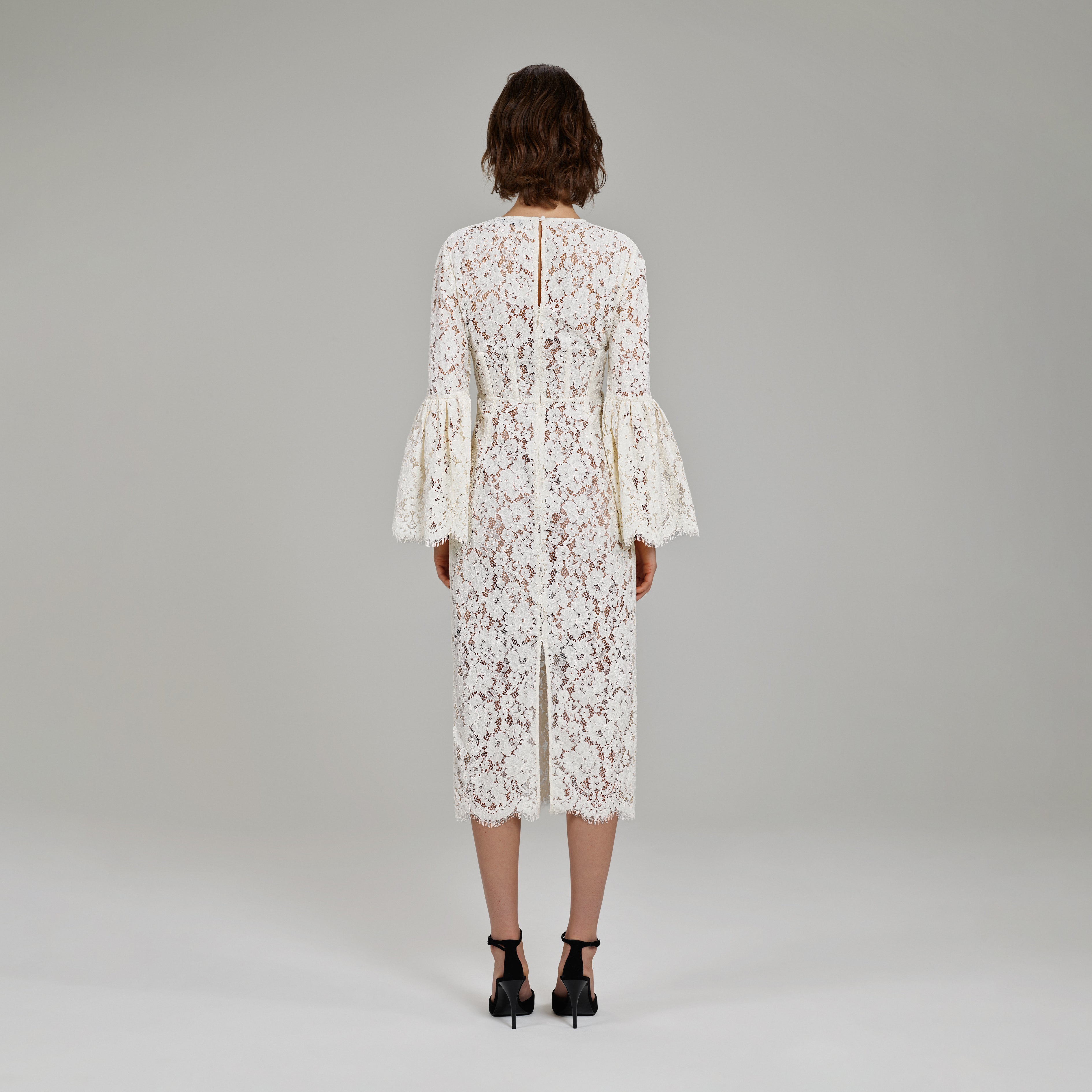 Ivory Cotton Lace Midi Dress