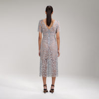 Embroidered Blossom Fitted Midi Dress