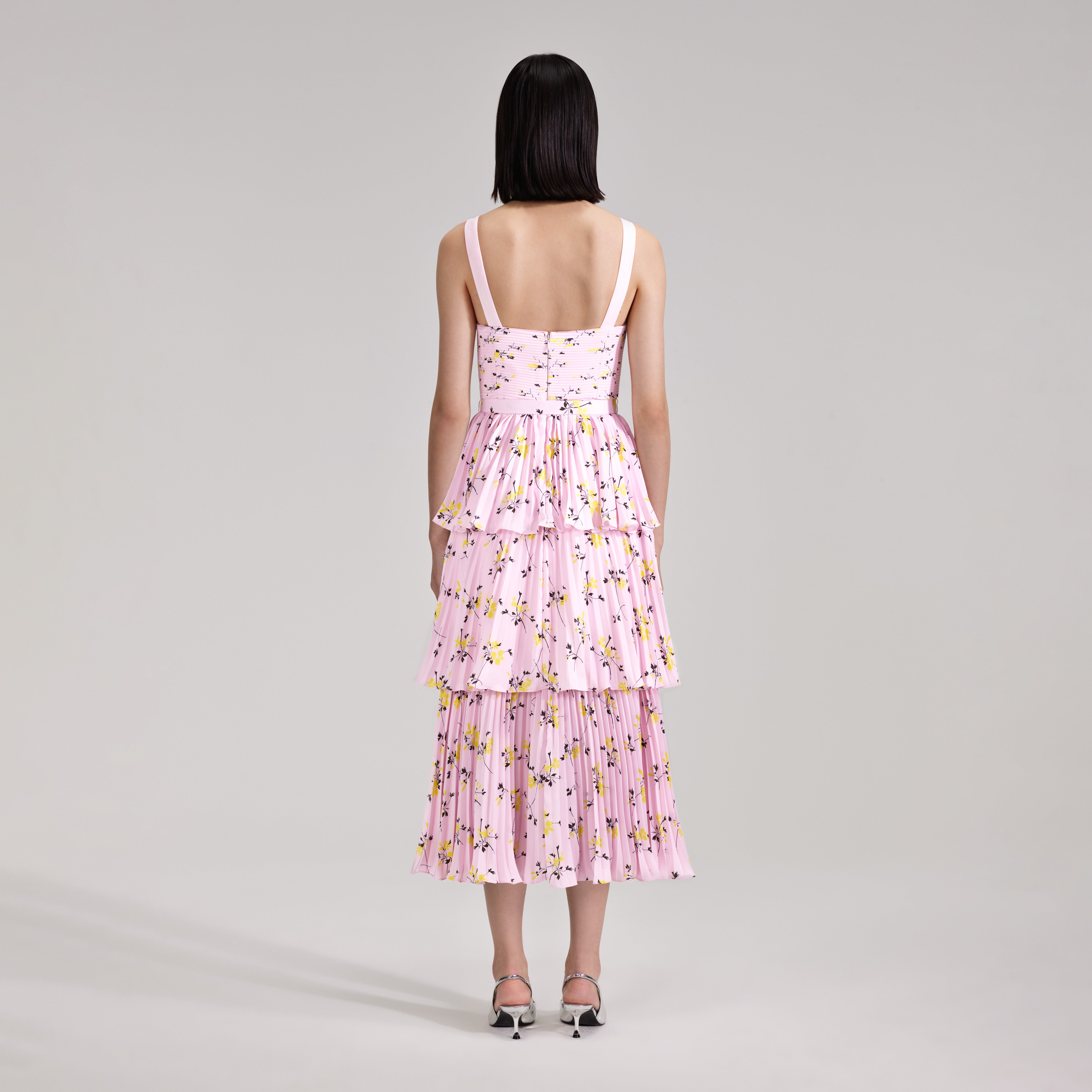 Floral pink midi on sale dress