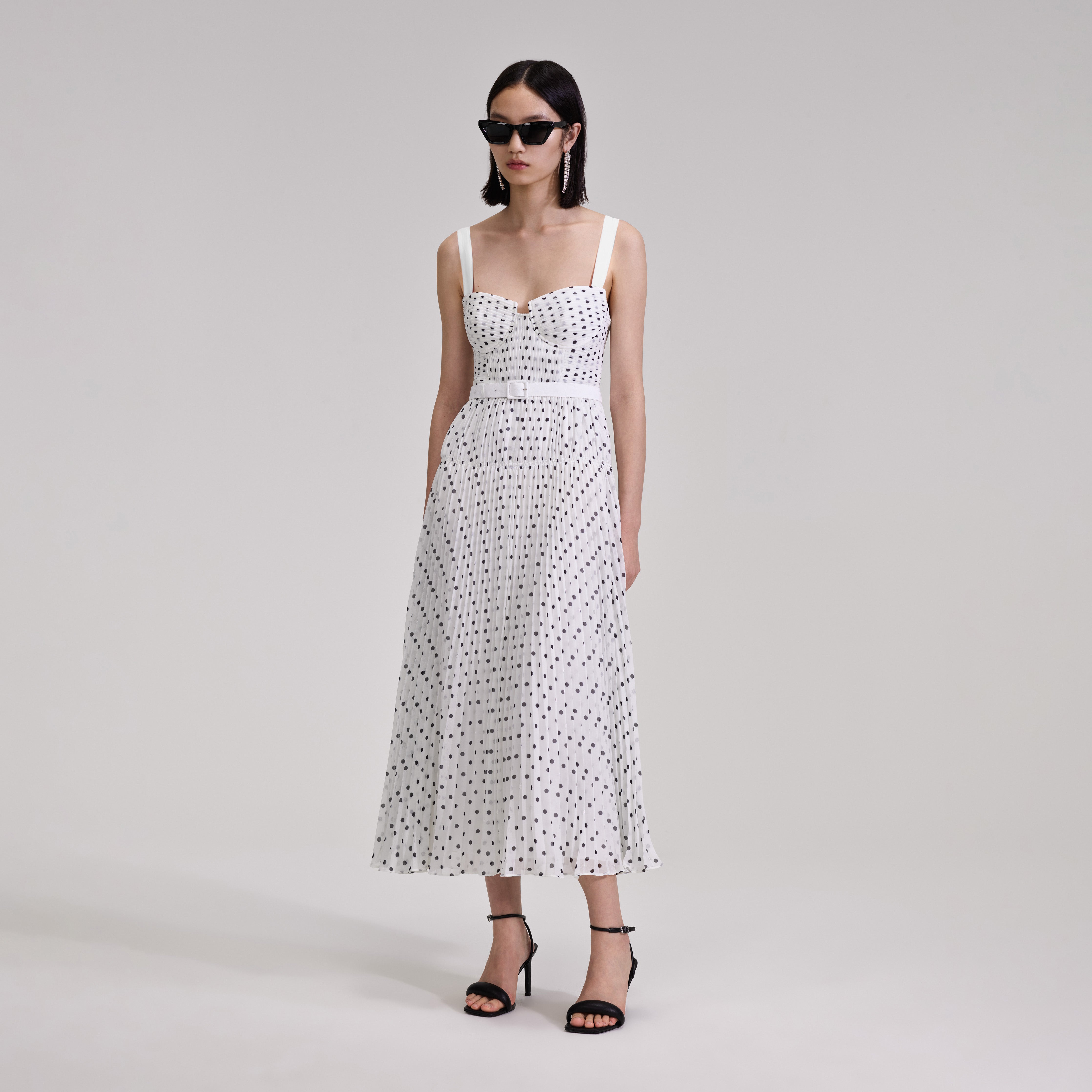 Polka Dot Chiffon Midi Dress self portrait